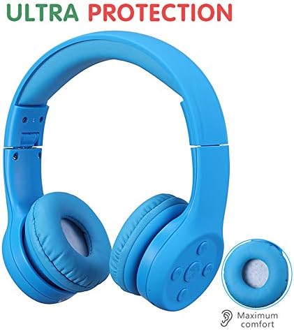 Headphones for Toddlers Bluetooth, Wireless Headphone for Toddler Baby Kids with Sharing Port, Kids Headphones with Mic for Boys Girls Travel pad Amazon fire Cellphone (Blue 2)
