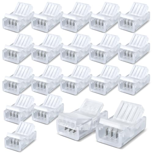 20 Pcs Strip Connector Wire Quick Connector for 8MM 4 Pin LED Light, Strip Cable to LED Light Strip