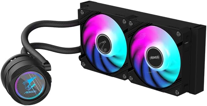 GIGABYTE AORUS WATERFORCE II 240 AIO Liquid CPU Cooler- 2x120mm ARGB Fans, Slide-in Interlocking Mechanism, Daisy-Chain, Intel LGA 1851 and AMD AM5 Compatible