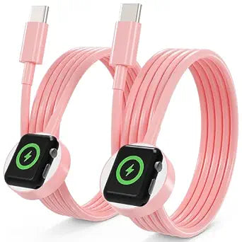 2 Pack for Apple Watch Charger USB C Cable 3.3FT iWatch Magnetic Cable-Pink