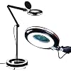 Brightech Lightview Pro Magnifying Glass with Stand & Light, Magnifying Floor Lamp with 6-Wheel Rolling Base for Facials & Lashes – Dimmable LED Work Light for Crafts, Sewing, and Projects - 5 Diopter