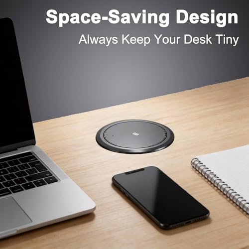 Pop Up Outlet for Countertop, 15W Wireless Charger, USB-C & 3 AC, Black