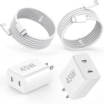 iPhone Charger Fast Charging,[Apple MFi Certified] 45W Dual Quick Apple Charger 2Pack 6FT Type C Block USB C to C Cable for iPhone 17E/17 ProMax/Air/17 Pro/16 Pro Max/16Pro/16E/15 ProMax/Plus,iPad Pro