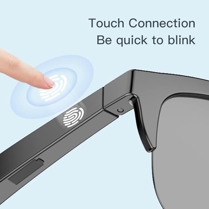 F06 Smart Glasses Open Ear Bluetooth Sunglasses for Men Women 5.3 Bluetooth Smart Sunslasses Touch Control Music Calling with UV Filtered Lenses, Storage Case for Outdoor Running Cycling