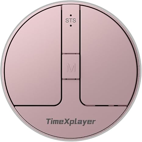 Stylish Mini Round Mouse with Pressure Sensing Reel, Ultra Portable Wireless Mouse Connectivity: Wired, 2.4G and Dual Bluetooth, Rubber Case Included (BT1/BT2-Pink)