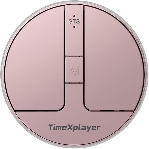 Stylish Mini Round Mouse with Pressure Sensing Reel, Ultra Portable Wireless Mouse Connectivity: Wired, 2.4G and Dual Bluetooth, Rubber Case Included (BT1/BT2-Pink)