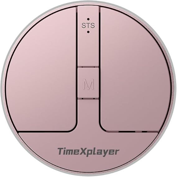 Stylish Mini Round Mouse with Pressure Sensing Reel, Ultra Portable Wireless Mouse Connectivity: Wired, 2.4G and Dual Bluetooth, Rubber Case Included (BT1/BT2-Pink)