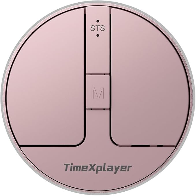 Stylish Mini Round Mouse with Pressure Sensing Reel, Ultra Portable Wireless Mouse Connectivity: Wired, 2.4G and Dual Bluetooth, Rubber Case Included (BT1/BT2-Pink)