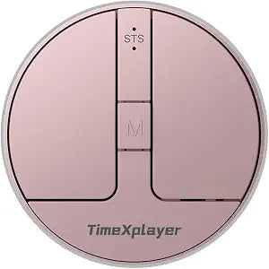 Stylish Mini Round Mouse with Pressure Sensing Reel, Ultra Portable Wireless Mouse Connectivity: Wired, 2.4G and Dual Bluetooth, Rubber Case Included (BT1/BT2-Pink)