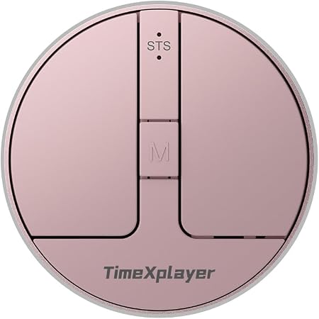 Stylish Mini Round Mouse with Pressure Sensing Reel, Ultra Portable Wireless Mouse Connectivity: Wired, 2.4G and Dual Bluetooth, Rubber Case Included (BT1/BT2-Pink)