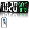 17" Large Digital Wall Clock, Bluetooth Sync, Auto Dimmer, Remote