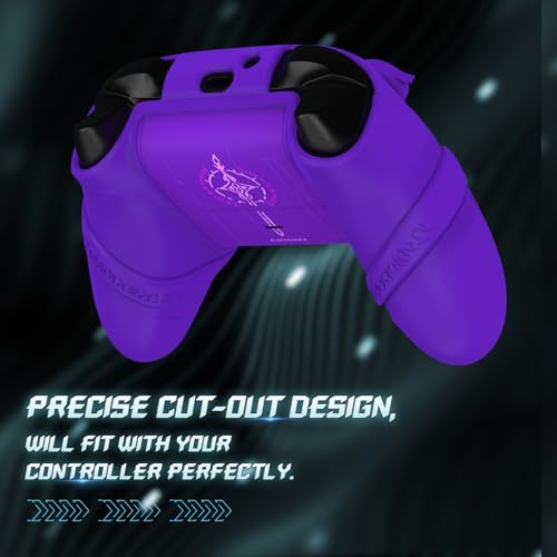 PlayVital Silicone Controller Cover for Xbox Series X/S with Thumbstick Cap & Sticker- Runes Edition Anti-Slip Grip Skin, Shockproof Protector for Xbox Core Wireless Controller(Purple)