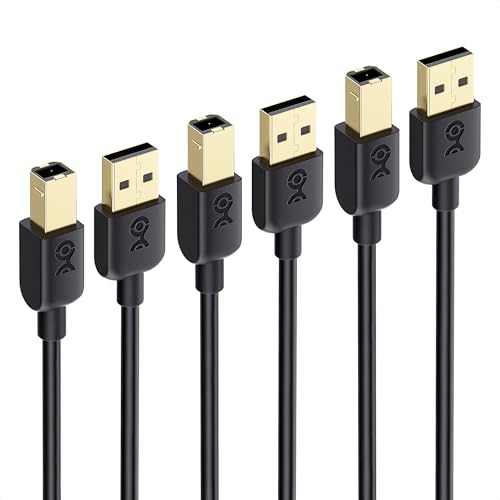 Cable Matters Long 3-Pack USB Printer Cable, USB A to B Cable, 15ft, Black - Image 1
