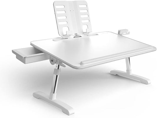 Portable Workstation Lap Desk with Adjustable Height & Tilt – White