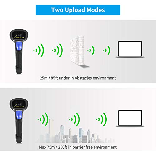 Wireless 1D 2D Barcode Scanner with Stand for Warehouse POS and Computer