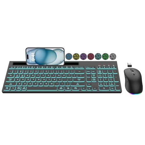Wireless Keyboard and Mouse Combo, 7 Backlit Effects, Light Up Letters