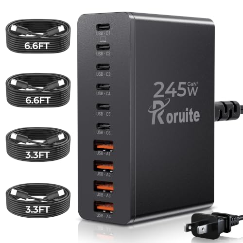 USB C Charging Station 10 Port with 4 Cables,245W Ga | Charging & Powe - Image 2