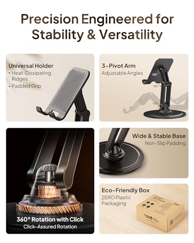 COOPER 360° Stand Rotating Cell Phone Stand for Desk, Desktop Phone Holder