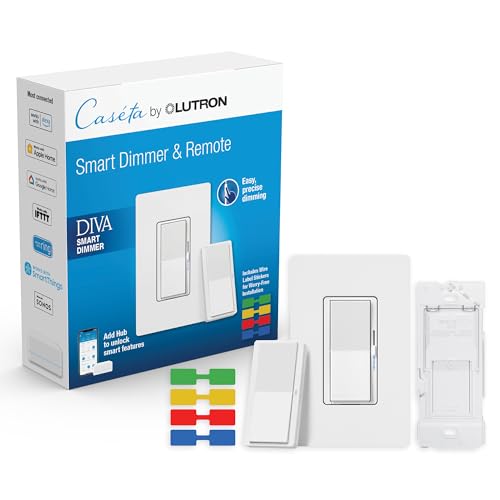 Lutron Caseta 3-Way Smart Dimmer Kit; Diva Dimmer & Paddle Wireless Remote