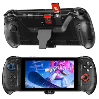NexiGo Hall Effect Gripcon with Kickstand and HDMI Out for TV Docking, Hall Sensing Joystick for Switch/Switch OLED, Handheld Mode, 4K/1080P Supported HDMI and USB 3.0 Port, Black