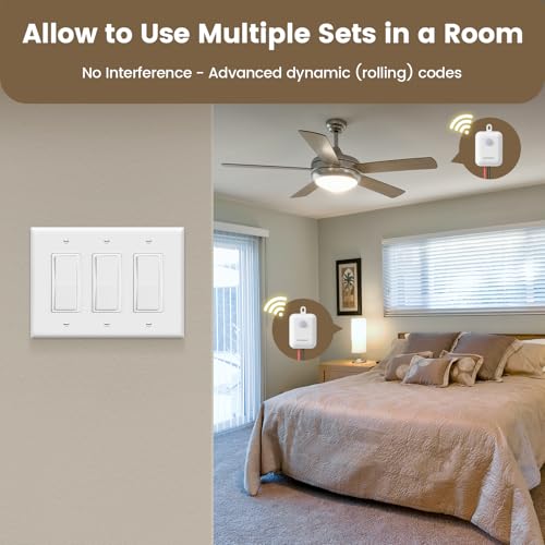 SURAIELEC Wireless Light Switch Receiver Kit, No Neutral Wire for Old Homes