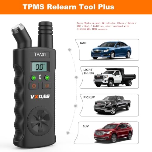 VXDAS TPA01 TPMS Relearn Tool for GM, 150PSI Digital Tire Pressure Gauge, 2 in 1 Tire Pressure Monitoring Sensor Activation Tool for Buick/Chevy/Cadillac/Opel Series Vehicles, 2 Mins Quick Reset