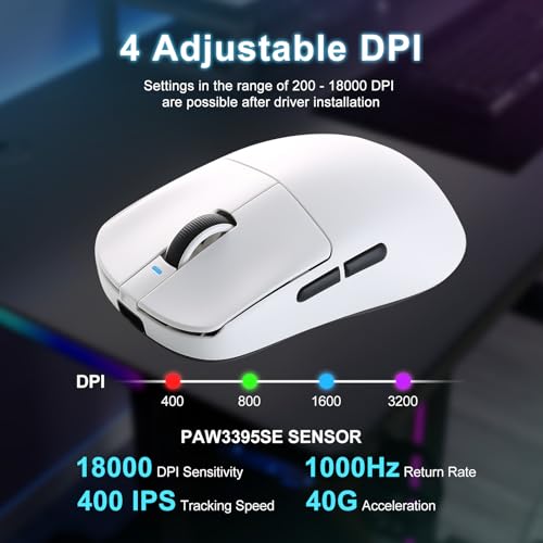 ATK R1 SE+ Wireless Gaming Mouse, 18000 DPI,Tri-Mode Mouse(White)