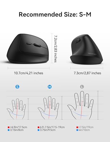 TECKNET Ergonomic Mouse, BT5.3/2.4G, Silent Wireless Vertical, Rechargeable