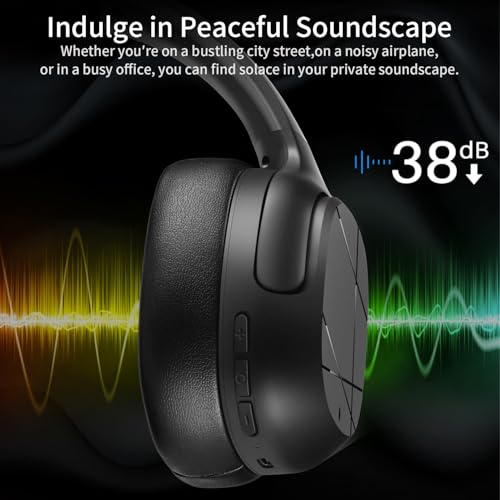 Hybrid Active Noise Cancelling Headphones, Wireless Over Ear Bluetooth