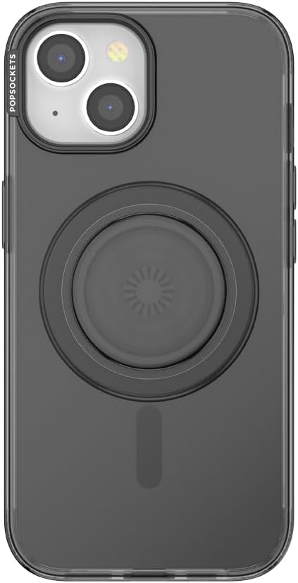 PopSockets iPhone 15 Phone Case with MagSafe, Wireless Charging Compatible, Black - Translucent Black