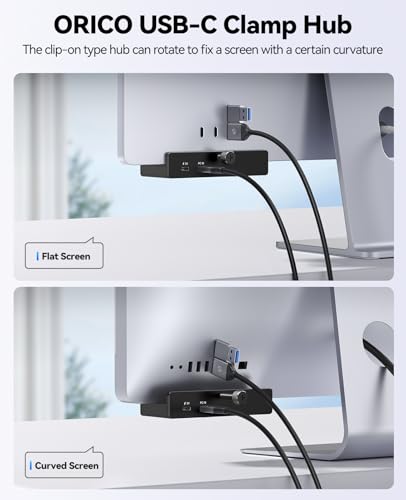 ORICO 5-Port Aluminum Clamp USB3.2 Hub, 10Gbps USB Splitter for Desk