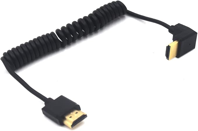 3.9ft HDMI 4K@60Hz Coiled Cable, Up Angle HDMI 2.0 Version Male to Male Adapter Spring Spiral Cord, 18Gbps High Speed, High Definition