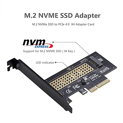 M.2 NVME to PCIe 4.0 x4 Adapter with Aluminum Heatsink Solution