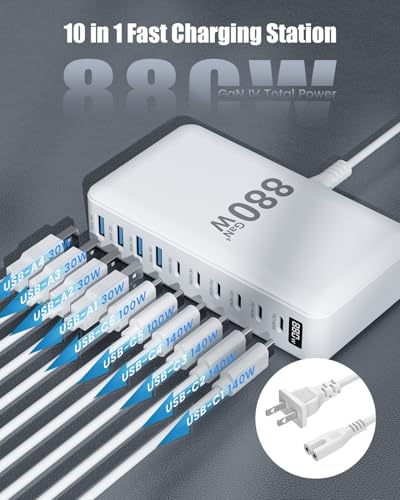 USB C Charger 880W USB C Charger Block,GaN IV 10-Por | Charging & Powe - Image 6