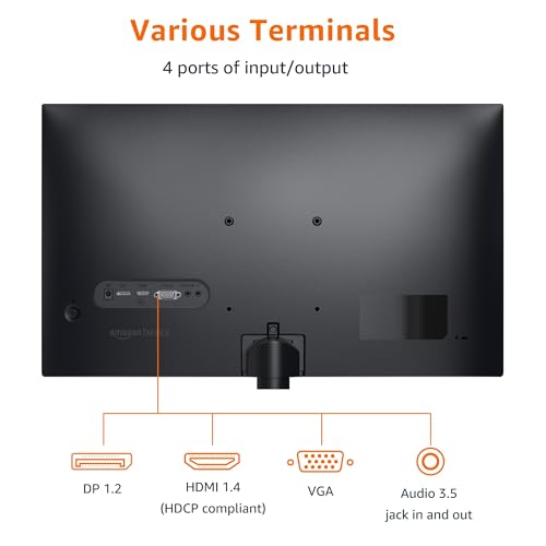 Amazon Basics 24 Inch (23.8 inch viewable) Monitor, FHD 1080P, Max 100Hz, VESA Compatible, Built-in Speakers, Black