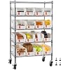 VEVOR 5-Tier Rolling Bin Storage Rack, 16 Organizer Bins, Bin Rack Storage Steel Wire Shelving System with Wheels, Mobile Tool Organizer for Garage, Warehouse, Office, Restaurant, Classroom, Kitchen