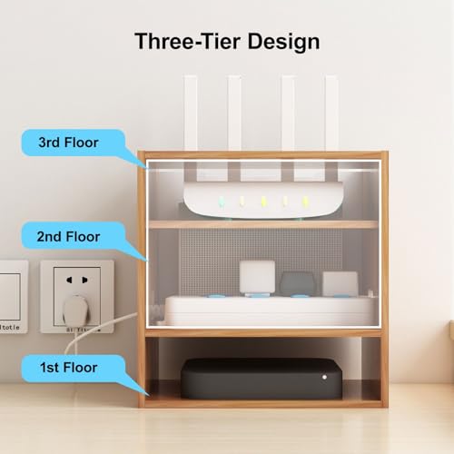 WiFi Router Storage Cabinet, Multi-Functional Router Storage Box, Multimedia Concealment Cabinet, for Living Room, Office, Bedroom(30 * 31cm/11.8 * 12.2in)