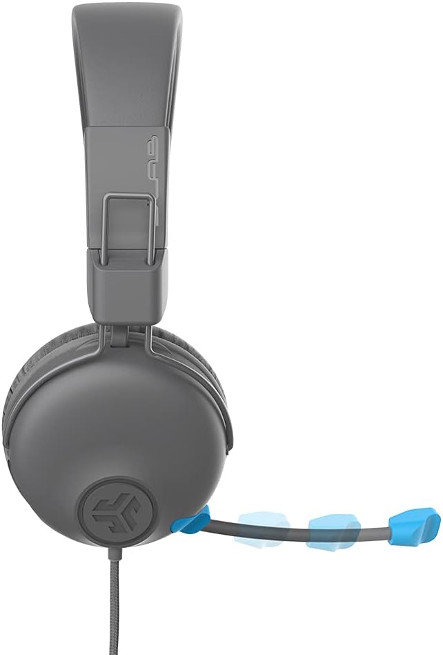 JLab JBuddies Learn On-Ear Kids Headphones, Retractable Boom Mic, Built-in Volume Regulators for Safety, Folding, Adjustable, Great for Schooling Homework and Virtual Classes