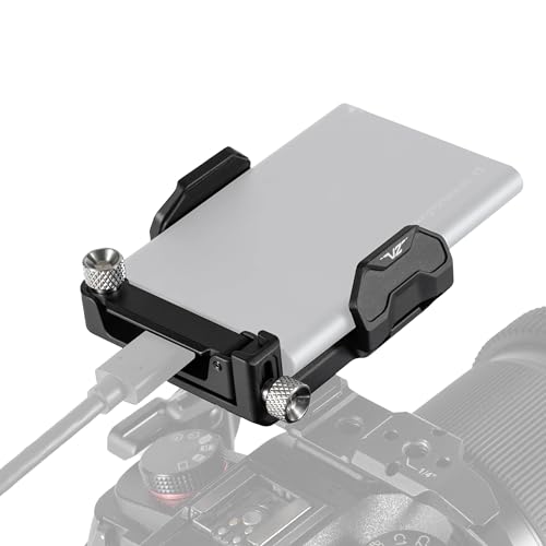 Tilta Universal SSD Drive Holder V2 - Black | Compatible with Most Camera Cages via 1/4"-20 Threads | Extendable Cable Clamp | Rubber Protection | Lightweight, Durable, & Portable