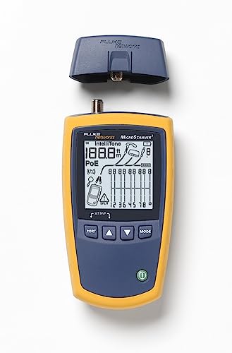 Fluke Networks MS2-100 MicroScanner2 Copper Cable Verifier with Built-In IntelliTone Toning, Troubleshoots RJ11, RJ45, Coax, Tests 10/100/1000Base-T, and Voip,yellow