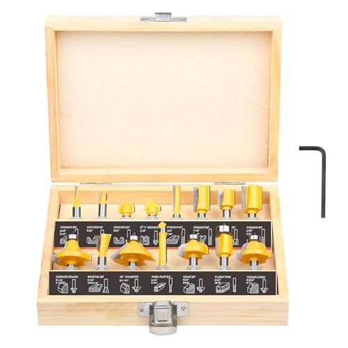 Boren 15 Pieces Router Bits Set 1/4 Inch Shank