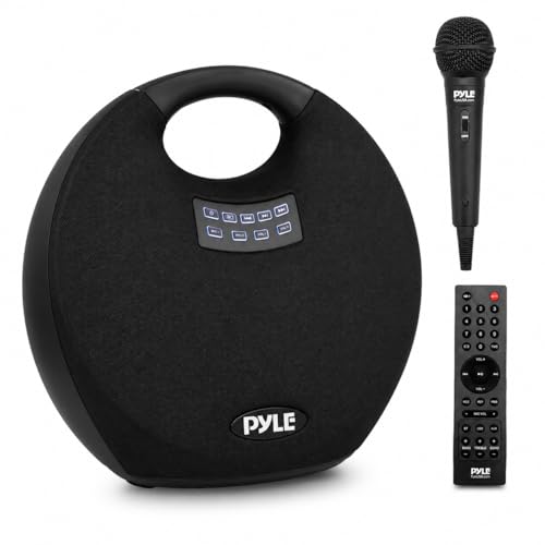 PYLEUSA Wireless Portable Bluetooth Speaker with Built in Rechargeable Battery, Wireless Microphone, Clear Surround Sound, Mini IPX4 Waterproof Speaker for Indoor and Outdoor Activities