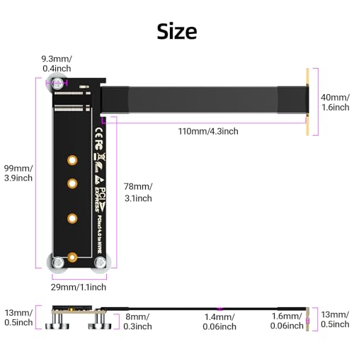 JEYI PCIe 4.0 x1 to M.2 NVMe Adapter (2230/42/60/80), 10CM, Magnetic