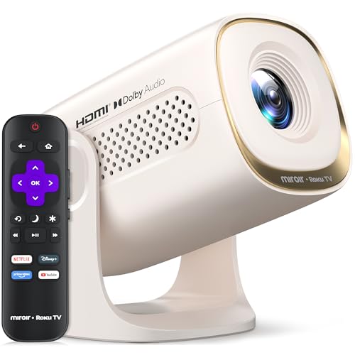 Miroir Roku TV Smart Projector with WiFi and Bluetooth, 150 ANSI, Dolby Audio, 270° Rotatable Stand, Auto Keystone & Zoom — Portable Mini Outdoor Movie Projector with Roku Streaming Built-in