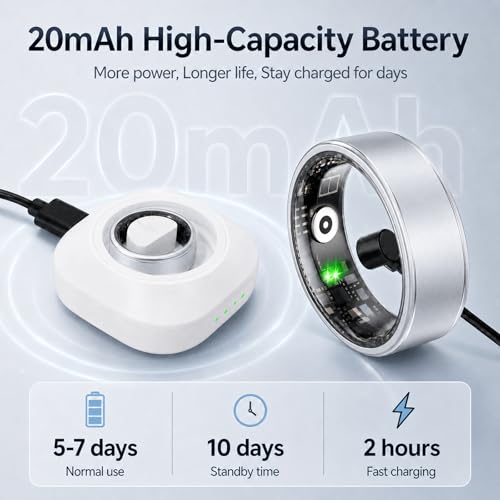 Smart Ring for Women & Men, IP68 Waterproof Fitness Tracker Ring with Heart Rate, Blood Oxygen & Sleep Monitor, Health Tracker Ring Compatible with iOS & Android, No Subscription Fee
