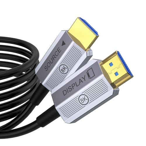 8K Fiber Optic HDMI Cable 15ft, 48Gbps Long HDMI 2.1 Cable 8K@60Hz/4K@120Hz, Ultra HD HDR, eARC, Directional (Source to Display), for PS5 4 3/Xbox/TV/Monitor/Laptop/Projector/Blu-ray