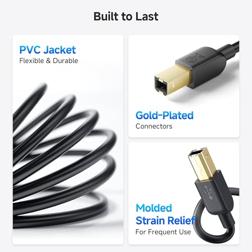 Cable Matters Long 3-Pack USB Printer Cable, USB A to B Cable, 15ft, Black - Image 7