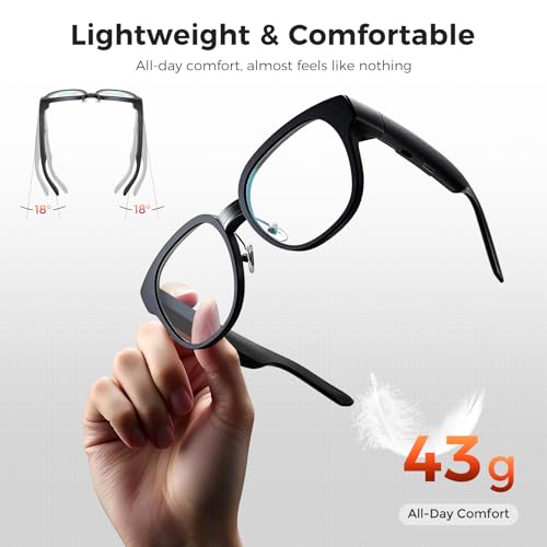 Smart Glasses with AR Display, Invisible Teleprompter Glasses for Speech, AI Real-Time Translation Glasses in 15 Languages, Bluetooth AI Smartglasses for Travel Business Meetings Men Women