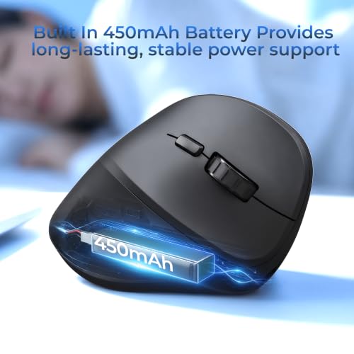 MOKURU Wireless Ergonomic Mouse, Supporting Bluetooth/2.4G Connection, Featuring 4 Buttons, Adjustable DPI Settings of 1000/1600/2400, Compatible with Windows/macOS, Laptops, Desktop Computers (Black) - Image 7