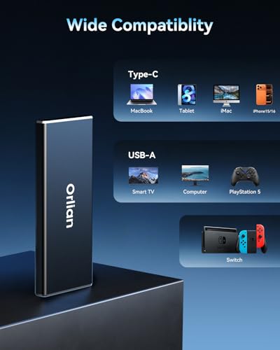 Orlian 500GB External Portable SSD Solid State Drive USB 3.1 Gen 2 Up to 500MB/s High-Speed Solid State Drive for Phone, Windows, Android, PC and More